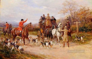 Heywood Hardy Painting - A Narrow Miss at the Crossroads Heywood Hardy horse riding